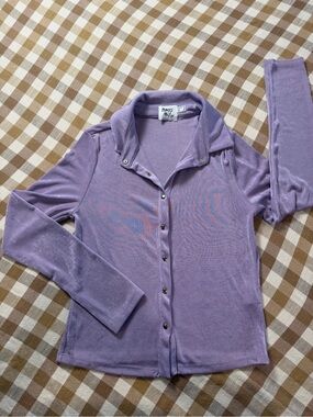 Princess Polly Lavender Snap Front Long Sleeve Top Size US 8